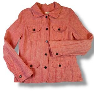 J.JILL Flap Pocket Utility Shirt Jacket Linen Blend Relaxed Fit Women's Small